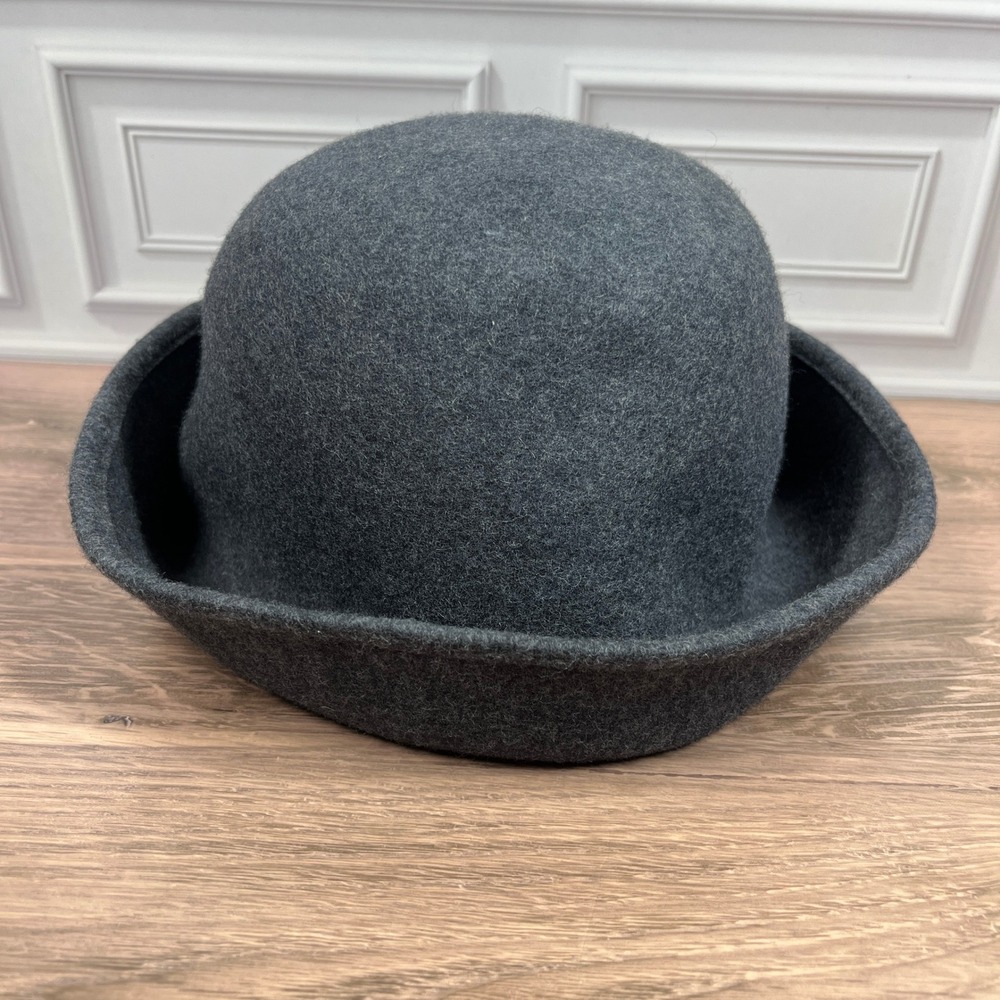Toucan Collection Cloche Hat Womens Charcoal Gray Wool Felt Rolled Brim